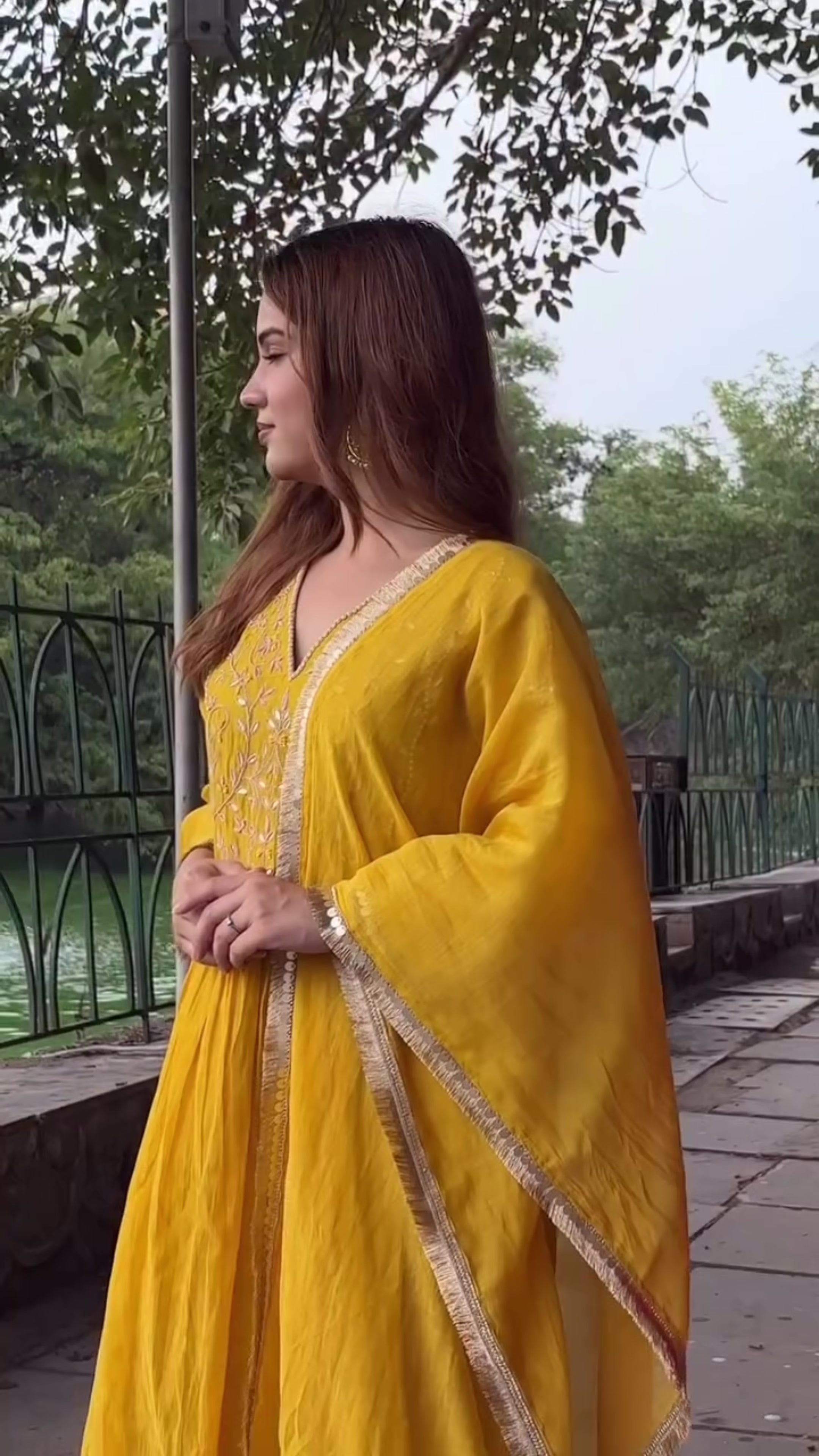 Haldi Yellow Mul Chanderi Suit Set