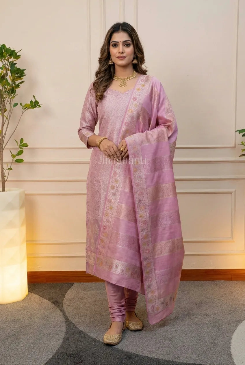 Pastel Pink Woven Suit Set