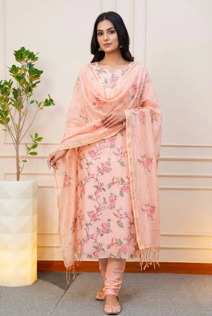 Soft Peach Unstitched Suit Set